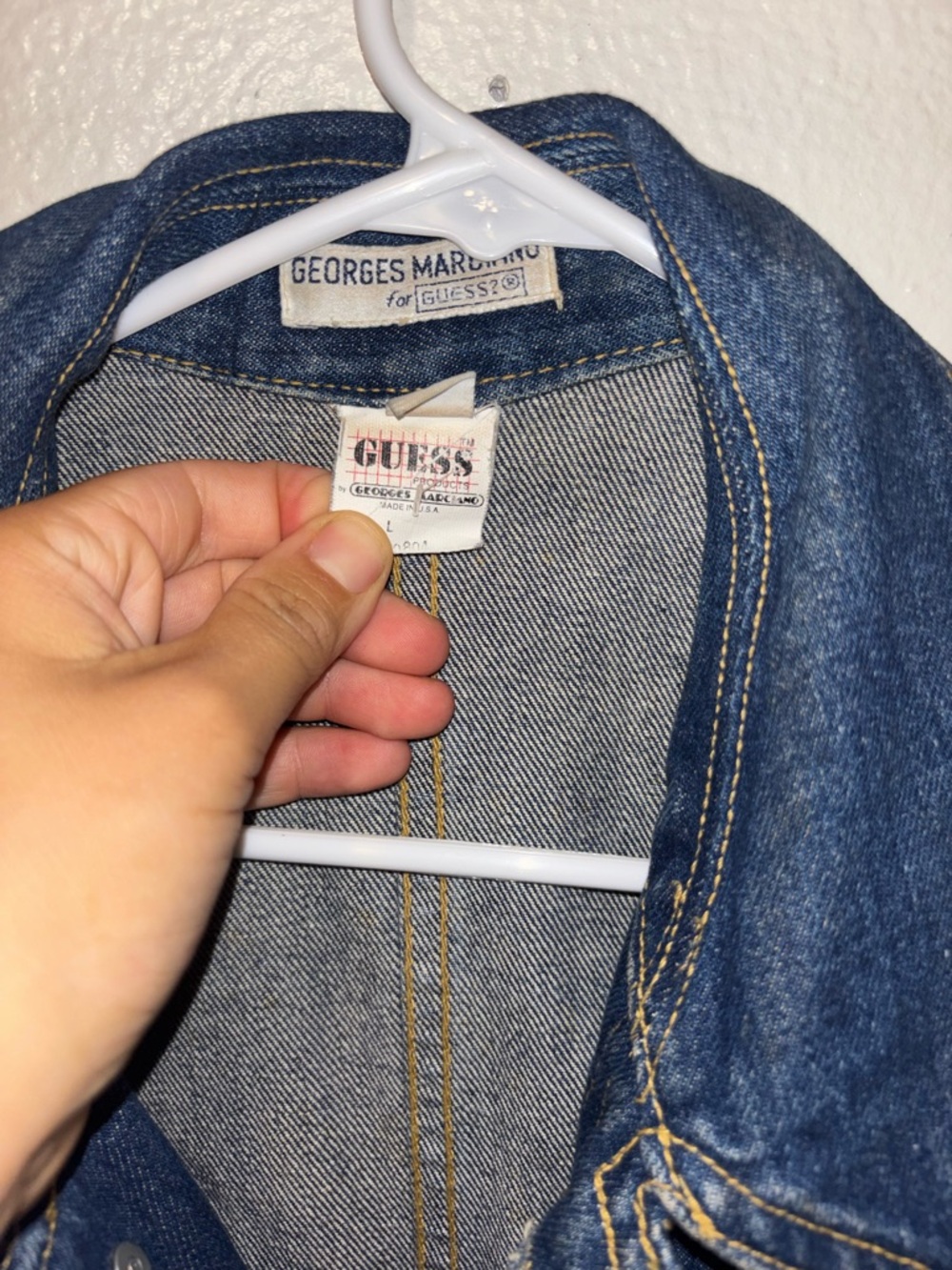 Vintage 80s Georges Marciano GUESS L Oversized Denim Jean Long Coat Jacket - Picture 7 of 15